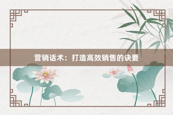 营销话术：打造高效销售的诀要